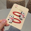 Glitter bear hair clips in red with white sparkles on beige display card for girls - Scarf Bear (Pair)