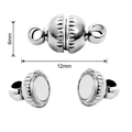 Silver 12mm x 6mm spherical magnetic jewelry clasp for necklaces and bracelets - Style #03 Lace 12x6mm Silver