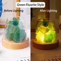 400g Stone + 10cm Warm Light USB Base Green Fluorite
