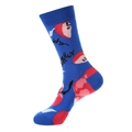 Blaue Baumwollsocken mit rotem Apfelmuster und handgeschriebenem Apple-Design - Einheitsgröße / Blauer Apfel Stil (1055)