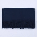 Deep blue cashmere-feel winter scarf with elegant thick tassels on plain background - Navy Blue