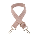 Pink wide woven bag strap with geometric jacquard pattern and golden metal lobster clasps - Light Pink / Gold Buckle