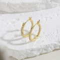 Detailed view of 14K gold-plated hoop earrings with micro-pave cubic zirconia stones - 20MM Zirconia Style / Gold