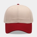 Classic two-tone cotton baseball cap with beige crown and deep red brim for casual wear - Adjustable / Khaki with Wine Red Visor