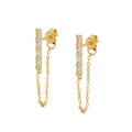 Eleganti orecchini in argento S925 dorato con zircone rettangolare e nappe a catena - Oro