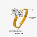 Minimalist gold-plated stainless steel ring with a marquise-cut marquise zircon stone - Marquise Cut Zirconia Style (ZN1953) / Gold
