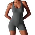Tuta da yoga senza cuciture grigio scuro con dorso a vogatore e scollo a U sport - S / Grigio