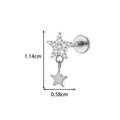 G23 titanium labret stud with dangling silver stars and clear gem insets for body piercing - Double Star Style (T2557-4#Silver)