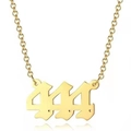Elegante collana in acciaio inossidabile placcato oro 18K con ciondolo numero 444 - Oro 444