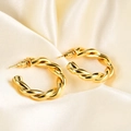 Elegant 18K gold plated hollow C-shape twisted metal earrings for women - Twisted C-Shape Hoop
