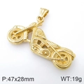 Colgante moto dorado pulido para hombre en acero inoxidable, dimensiones 47x28mm y peso 19g - Solo Colgante (Sin Cadena) / Dorado
