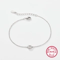925 sterling silver bracelet with letter D zircon charm and adjustable lobster clasp - Letter D / White Gold