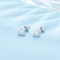 Minimalist silver triangle stud earrings with secure screw-on ball back in S925 silver - Triangle - Silver