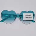 Frameless heart shaped sunglasses featuring a stylish gradient lake blue lens finish - Gradient Lake Blue