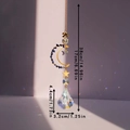 Detail of celestial sun catcher showing moon and star design with faceted crystal measurements - Style F Blue Bead Moon - 38cm