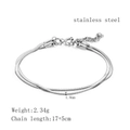 Silver stainless steel double-layer snake chain bracelet with 1.8mm width and lobster clasp - Silver