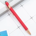 Matte red aluminum ballpoint pen with rose gold trim and stylus tip for touch screens - Red