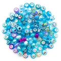 Macro shot of assorted blue and purple large hole glass beads for jewelry making charms - Colorful Beads / Lake Blue (10g)