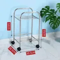2-Tier stainless steel rolling cart with double tube support and swivel wheels - 2-Tier Mobile Trolley (Frame Only)