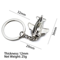 Silver 3D model airplane keychain made of polished metal with 36mm wingspan size details - X-177 Cartoon Style Airplane