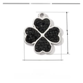 Detailed size specifications for the silver clover pendant with black rhinestones - Silver Black Stone Heart Clover