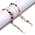 Fashionable golden chain with colorful natural stone beads for eyewear and masks - Gold