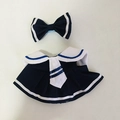 Marine-Matrosen-Outfit Set mit Schleife und Kleid für 17cm Plüschpuppen Zubehör - Schuluniform Rock & Haarklammer Set / Passend für 17cm Puppe