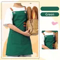 Waterproof dark green canvas apron with brown leather straps and large storage pocket - Kids / Green