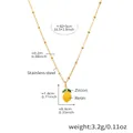 Ferris wheel lemon pendant necklace in yellow resin and stainless steel beads chain - Lemon Gold Necklace with Green Zirconia (TXP288-4)
