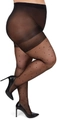 Sheer black polka dot plus size pantyhose featuring a reinforced high-waist band - One Size / Black Polka Dot