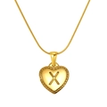 Polished 18K gold plated heart necklace with initial X and dainty snake chain - Heart Letter X (S-P151-X)