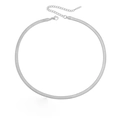 Flat silver-toned snake chain necklace with lobster clasp and adjustable extension chain - 5mm Steel Color 42+8cm (YX33298)