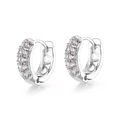 Boucles d'oreilles créoles argentées avec double rangée de zircons cubiques - Argenté