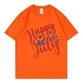 T-shirt orange en coton avec imprimé Happy 4th of July et col rond classique - XS / Hauts / Orange