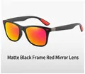 Classic matte black wayfarer sunglasses with orange gradient mirrored lenses and red pads - Matte Black Frame Red Mirror Lens
