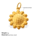 Golden sunflower pendant made of stainless steel with dimensions and weight data - PJ880G Sunflower-Gold