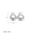 Detail showing oversized silver irregular metal earrings with dimensions 4.9cm by 3.6cm - Silver Hollow Round (A0191F)