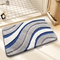 Absorbent grey and blue wavy flocking bath mat for modern bathroom decor - 40*60cm / Inspiration-Gray