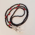 Handmade fruit cherry beaded eyeglass chain with black beads and lobster clasps - Black with Red Cherry