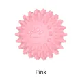 Pink TPR dog toy ball with soft massage spikes and embossed paw print design - M / Pink