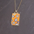 Square orange evil eye pendant necklace with I SEE YOU text on box chain - 6# Orange Eye
