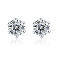 Elegant six-prong moissanite stud earrings in S925 sterling silver with mirror reflection - Classic 6-Claw Studs