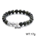 8mm dark green natural stone beaded stretch bracelet with white accent beads - White Turquoise + Moss Agate (KB109641-Z)
