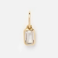 Golden pendant featuring a rectangular clear zircon stone with emerald cut setting - April Pendant (Clear)