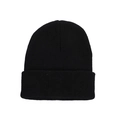 Berretto classico in maglia di acrilico nero con design a coste e risvolto - Taglia unica(56-58cm) / Nero