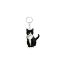 Double-sided acrylic tuxedo cat keychain with a black and white tuxedo cat design - Upright Tuxedo Cat