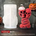 Skull and rose snake silicone candle mold with finished red wax figure for Halloween - Rose Skull Snake ZL-776