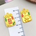 Golden Maneki Neko and Fortune charm pendants with size reference measurement - Fortune Lucky Cat Pendant
