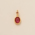 Gold pendant with an oval ruby and pink stone for December birthday flower necklaces - Oval July (Ruby Red Zirconia)
