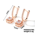 Dettaglio orecchini in oro rosa con zirconi cubici, dimensioni 2.5cm x 0.9cm ed elegante - Oro rosa